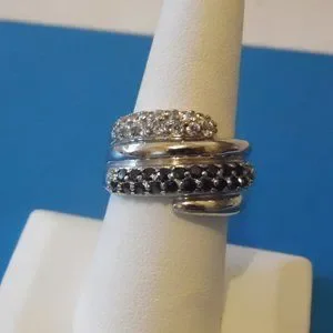 Technibond Rings Technibond | Jewelry | Rare Technibond Black And White Pave Diamond ...